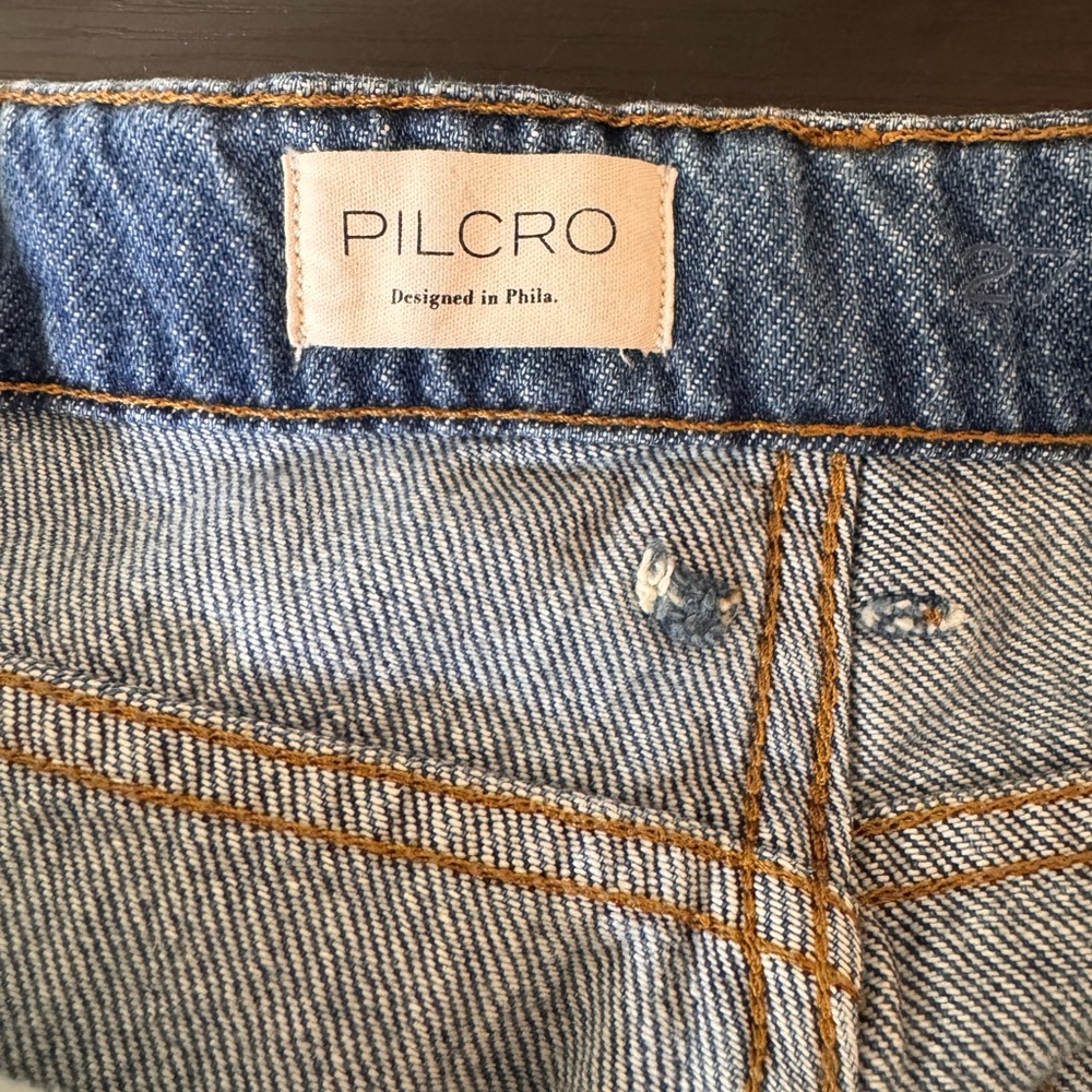 Anthropologie Pilot Blue Distressed Wide Leg Jeans - Picture 6 of 6